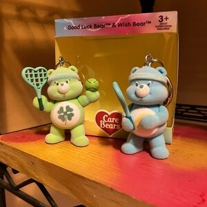 Care Bears Green Good Luck Bear & Blue Wish Bear Handmade Keychain Duo